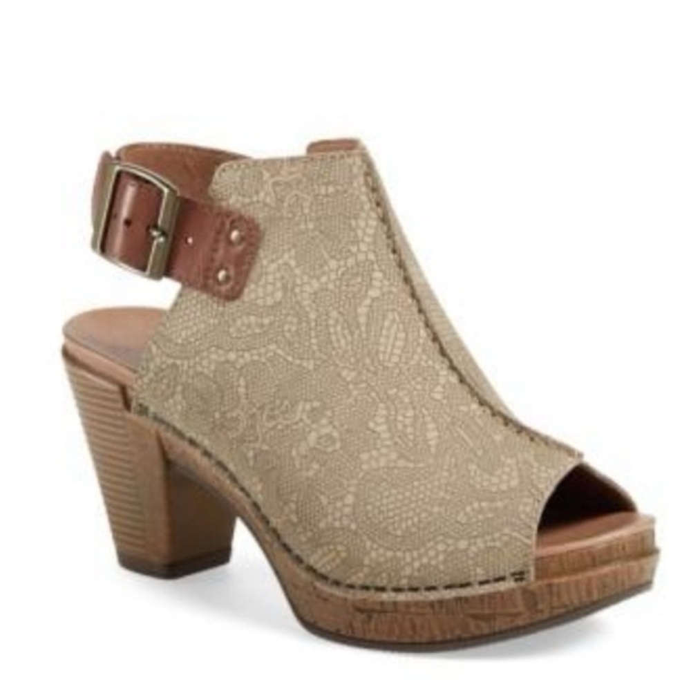 DANSKO REGGIE LEATHER LACE PRINT PEEPTOE CLOG 39